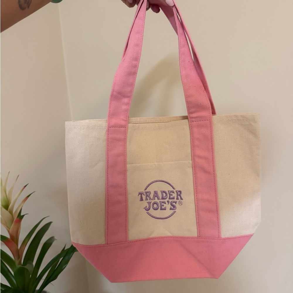 Trader Joe's Pink and Cream Tote Bag
